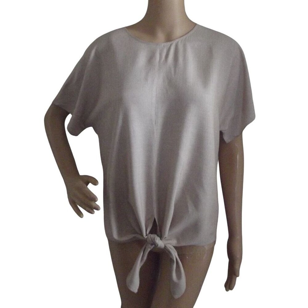 Madewell Blouse Womens Medium Novel Tie Front Top Button Back Short Sleeved Red